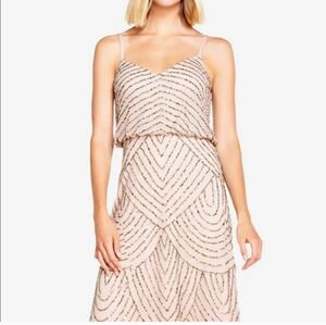 Adrianna Papell Women's Sleeveless Blouson Beaded Gown